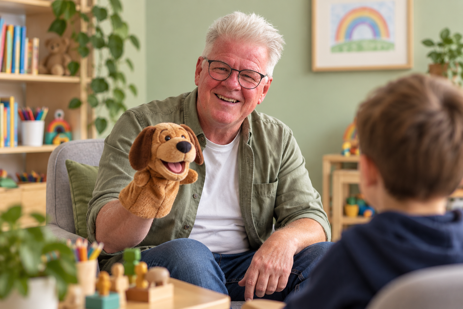 Counselling for children and young people with Martyn Blair using a therapy puppet